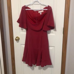 Keepsake red tulle square neck dress